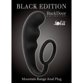 Чёрное эрекционное кольцо с анальным стимулятором Mountain Range Anal Plug