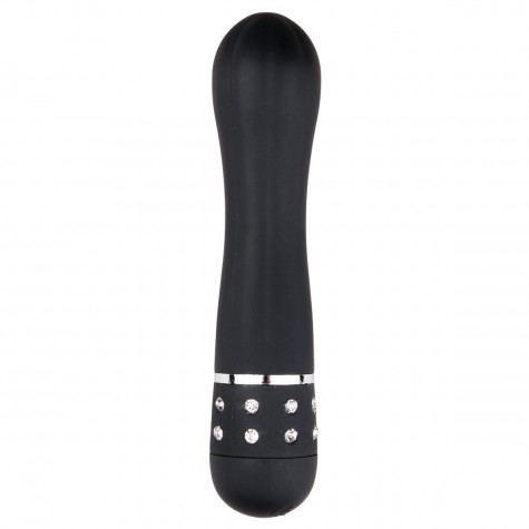 Черный мини-вибратор Diamond Vibrator со стразами - 11,4 см.