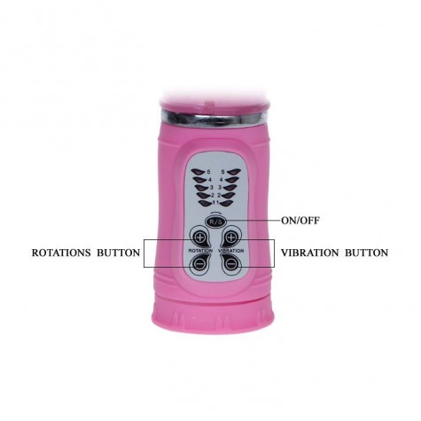 Розовый вибратор-бабочка с ротацией - 25,5 см.